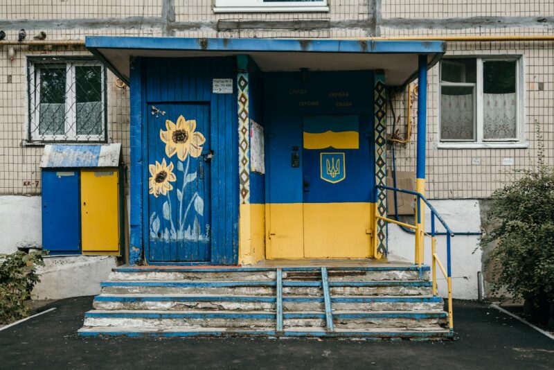 blue and yellow building