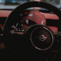 black and red steering wheel