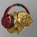 A pair of headphones that are gold and red