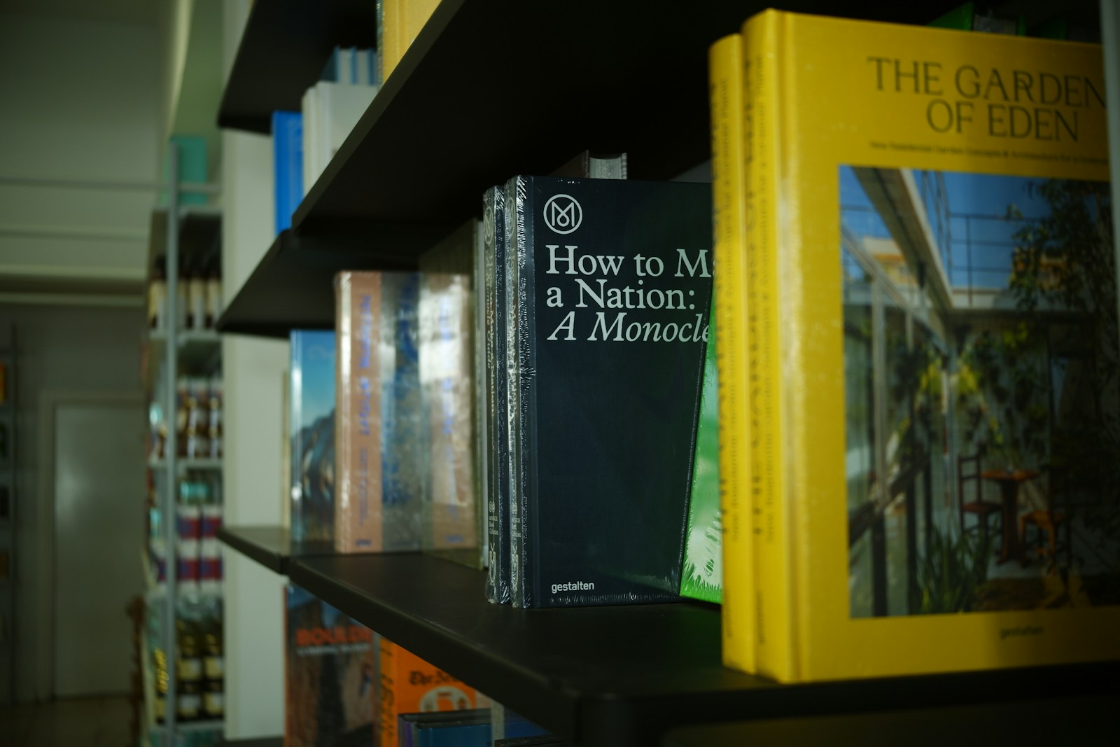 a row of books sitting on top of a book shelf