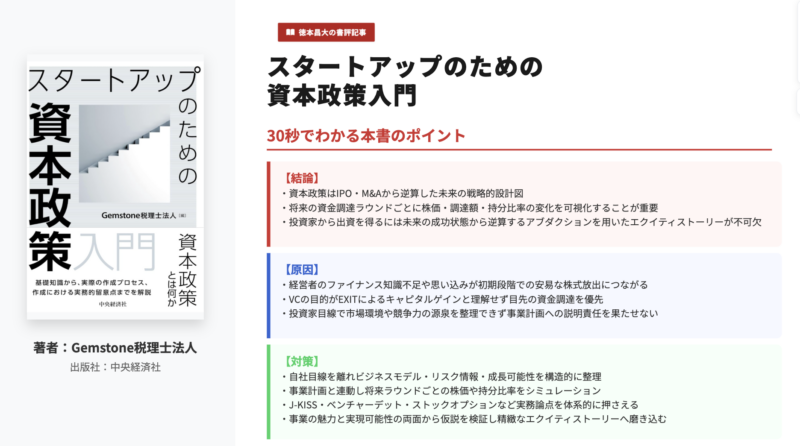 スタートアップのための資本政策入門の解説画像